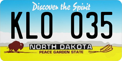 ND license plate KLO035