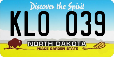ND license plate KLO039