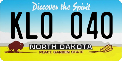 ND license plate KLO040