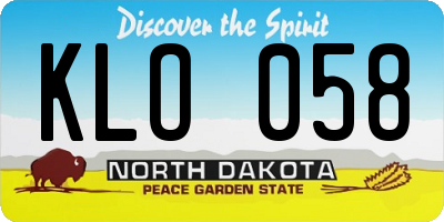 ND license plate KLO058
