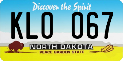 ND license plate KLO067