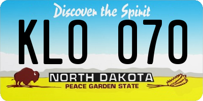 ND license plate KLO070