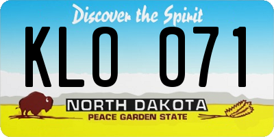 ND license plate KLO071
