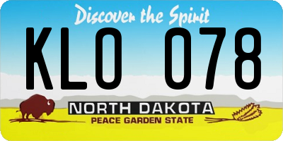 ND license plate KLO078