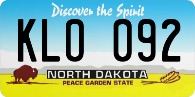 ND license plate KLO092