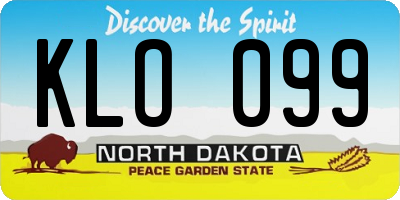 ND license plate KLO099
