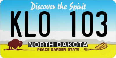 ND license plate KLO103