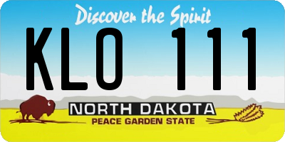 ND license plate KLO111