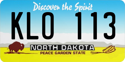 ND license plate KLO113