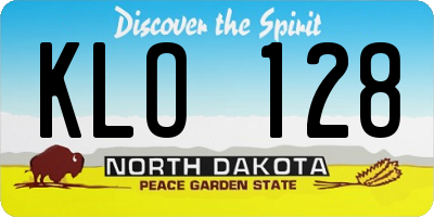ND license plate KLO128