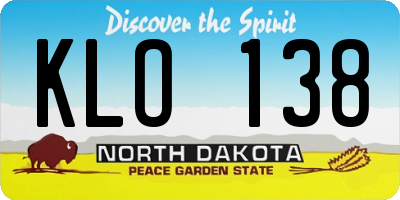 ND license plate KLO138