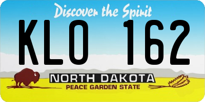 ND license plate KLO162