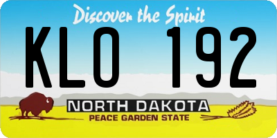 ND license plate KLO192