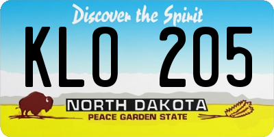 ND license plate KLO205