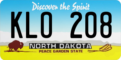 ND license plate KLO208