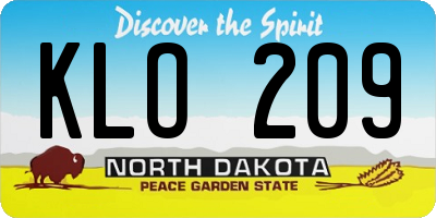 ND license plate KLO209