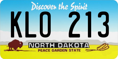 ND license plate KLO213