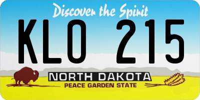 ND license plate KLO215