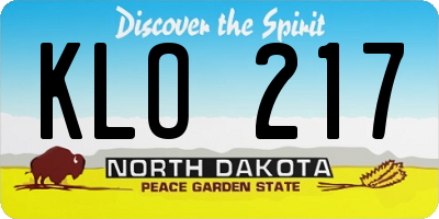ND license plate KLO217