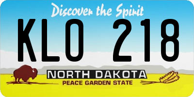 ND license plate KLO218