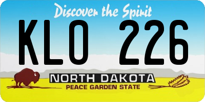 ND license plate KLO226