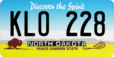 ND license plate KLO228