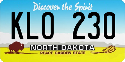 ND license plate KLO230