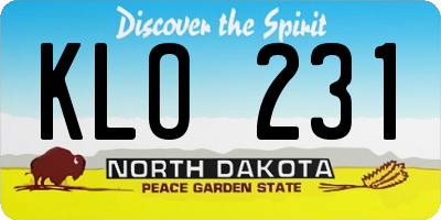 ND license plate KLO231