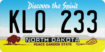 ND license plate KLO233