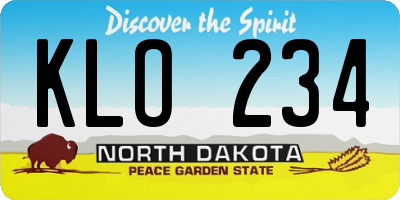 ND license plate KLO234