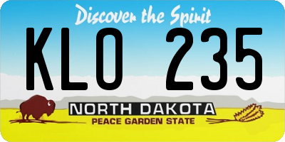 ND license plate KLO235