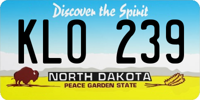 ND license plate KLO239