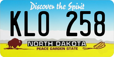 ND license plate KLO258