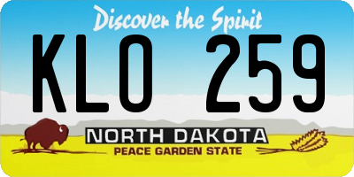 ND license plate KLO259