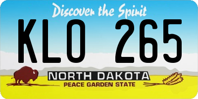 ND license plate KLO265