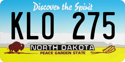 ND license plate KLO275
