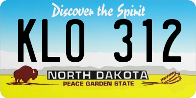 ND license plate KLO312
