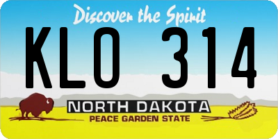 ND license plate KLO314