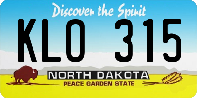 ND license plate KLO315