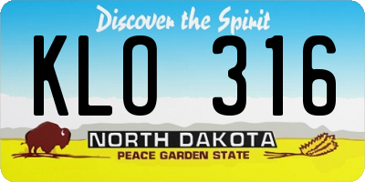 ND license plate KLO316