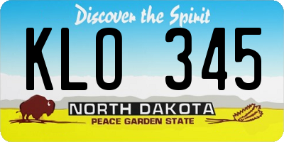 ND license plate KLO345