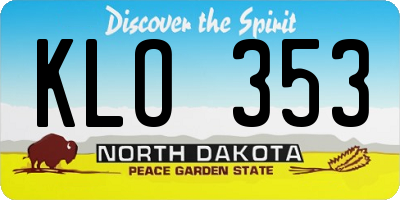 ND license plate KLO353