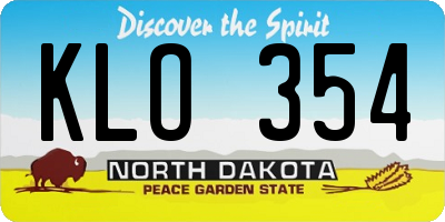 ND license plate KLO354