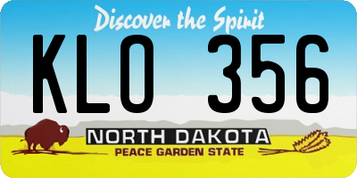 ND license plate KLO356