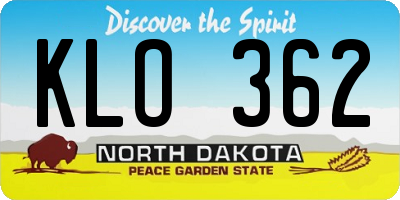 ND license plate KLO362