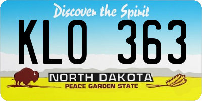 ND license plate KLO363