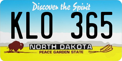 ND license plate KLO365