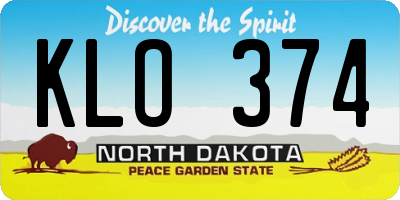 ND license plate KLO374