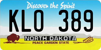 ND license plate KLO389