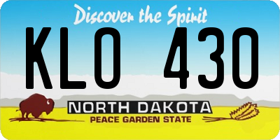 ND license plate KLO430